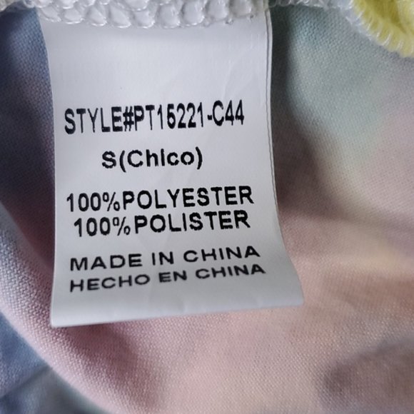 Nwot Pink Lily Rainbow Pastel Tie Dye Peplum Tank Top Shirt Sleeveless Sz S - Picture 7 of 8